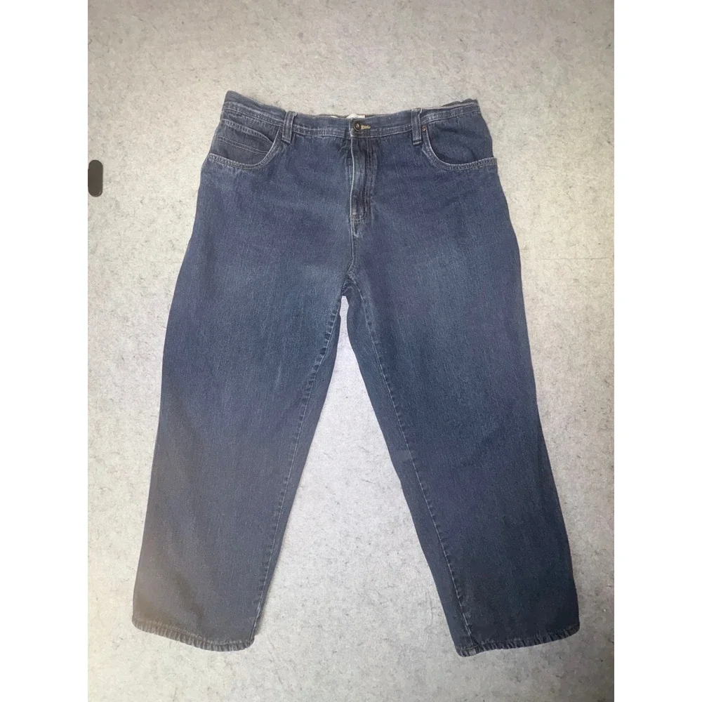 Faded Glory Mens Fleece Lined Carpenter Jeans Blue Denim Work Pants 40x29 VTG